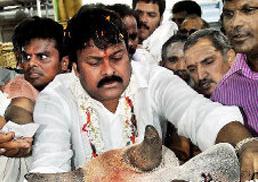 Chiru enjoy 'Chicken' and 'Cheap Liquor' in Vemulawada.