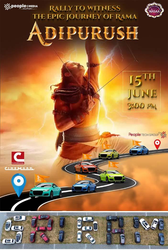 Creative car rally in US for Adipurush