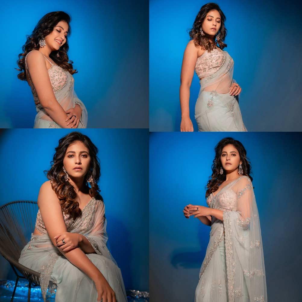 Anjali sizzles in sky blue