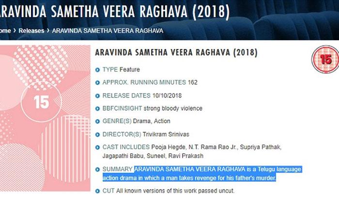 Aravinda Sametha Strong Bloody Violence?