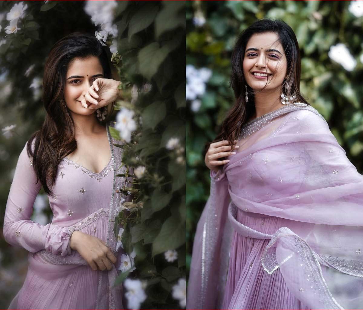 Ashika Ranganath wows in purple dress