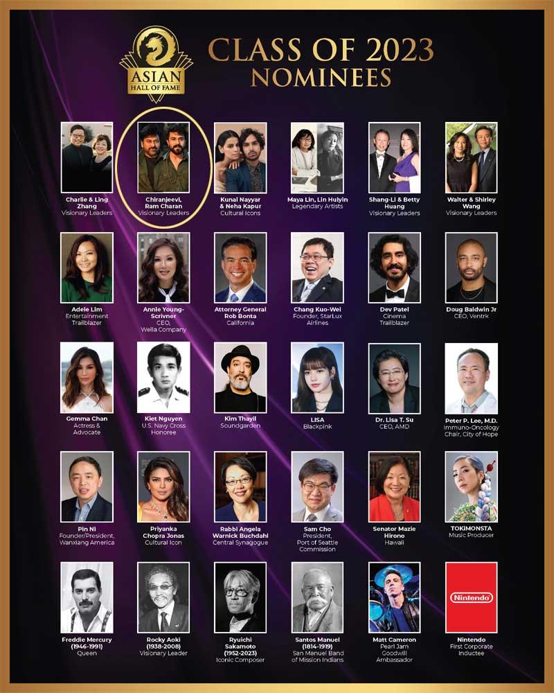 Chiranjeevi, Ram Charan in Asian Hall of Fame