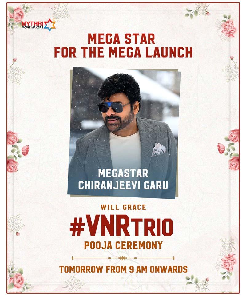 Megastar for Venky-Nithiin-Rashmika Project Mega Launch