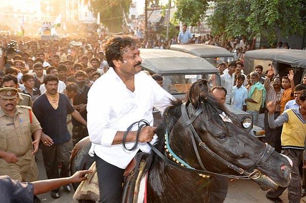 Chiranjeevi Horse Riding in 'Bruce Lee'