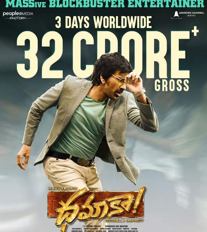 Ravi Teja Dhamaka Collected 32 Cr Gross Worldwide In 3 Days