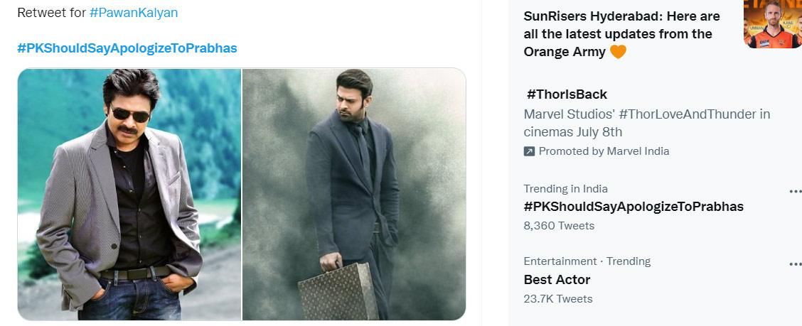 Sparks flying between Prabhas and Pawan's fans