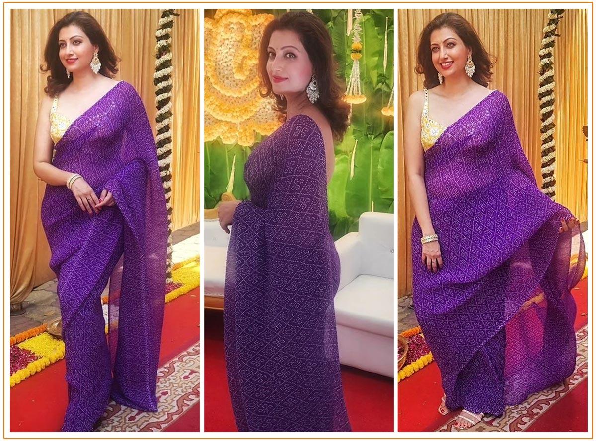 Hamsa Nandini Sizzles In Purple Saree