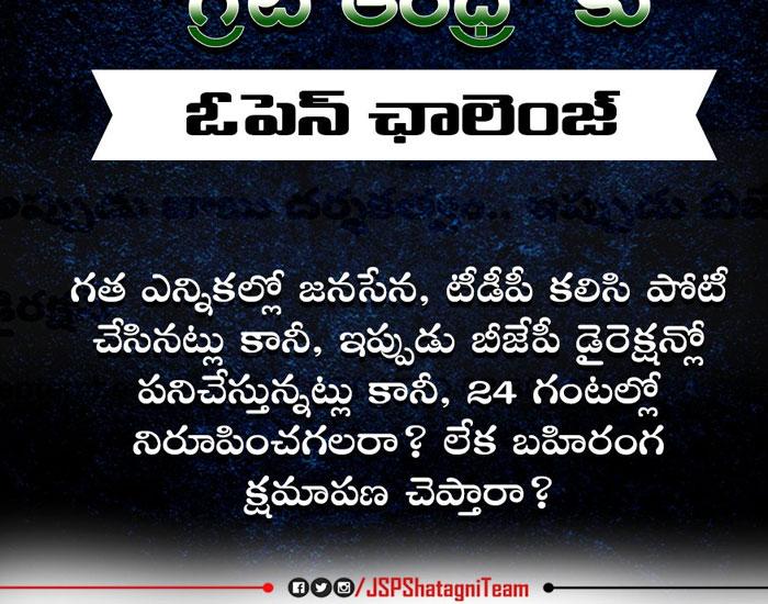 Janasena Open Challenge to YCP Pempudu Patrika