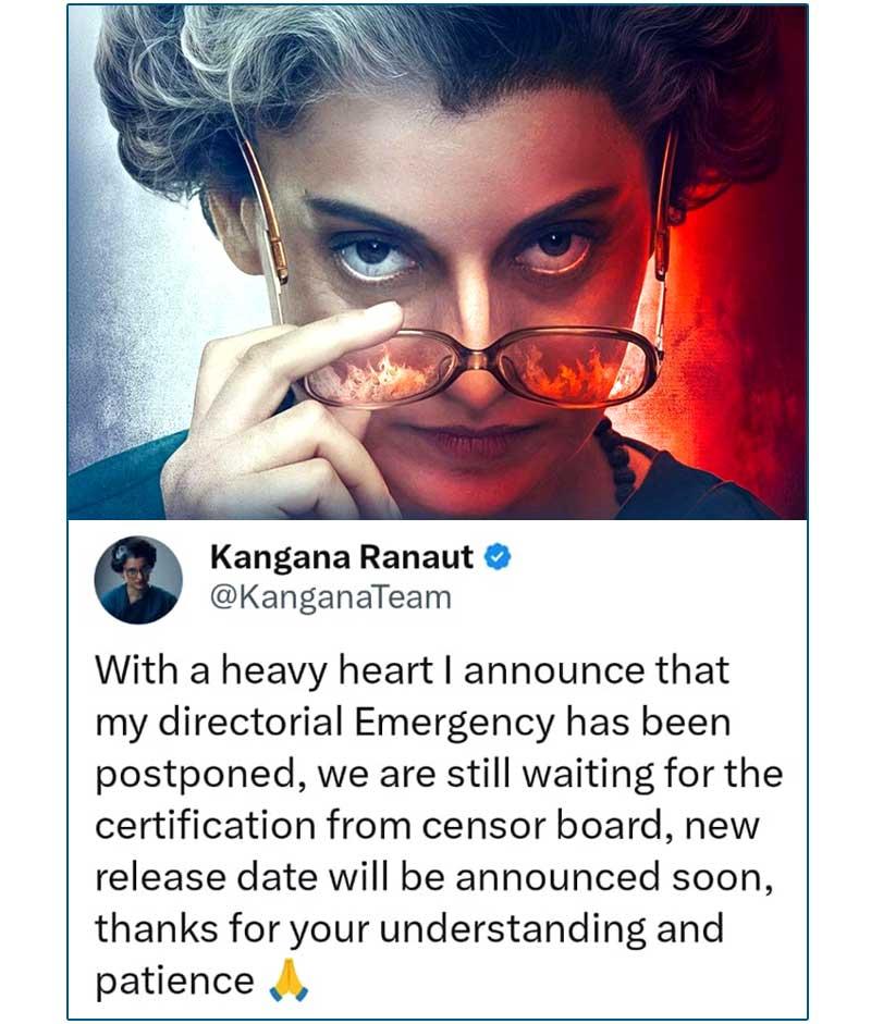 Kangana shares reason for Emergency postponement