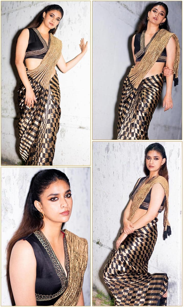 Keerthy Suresh Elegant Look In Black And Gold