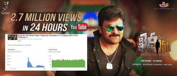 Khaidi No.150 Teaser 1st Day Record
