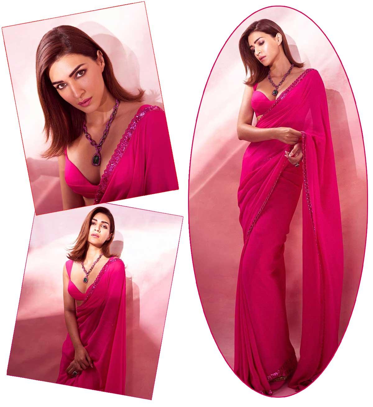Kriti Sanon captivates in pink saree