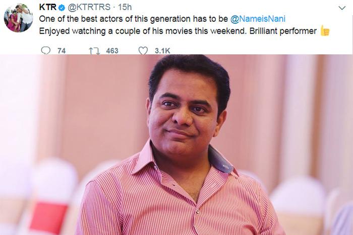 KTR Calls Nani The Best Actor