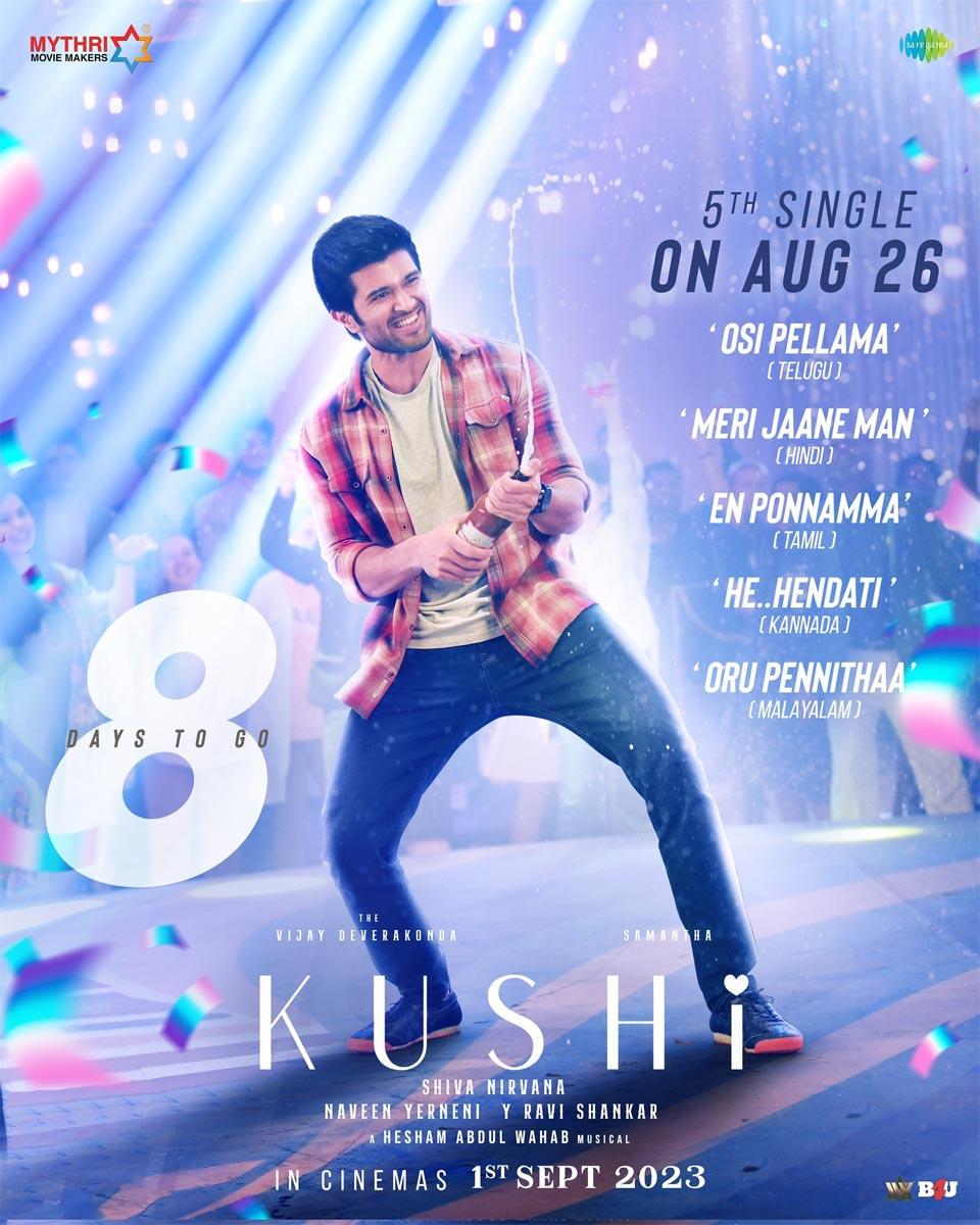 Vijay Deverakonda-Samantha Kushi Fifth Single On August 26th
