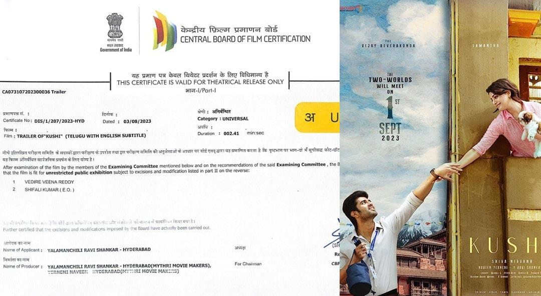 Kushi Trailer Locked And Censored, Will Be Out On August 9th