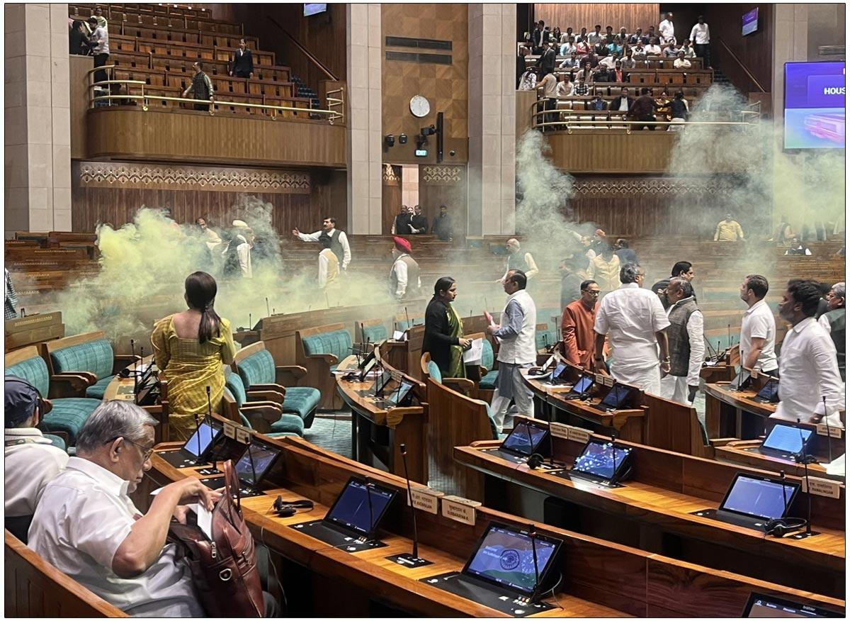 Two Intrude In Lok Sabha Scaring All On Parliament Attack Anniversary