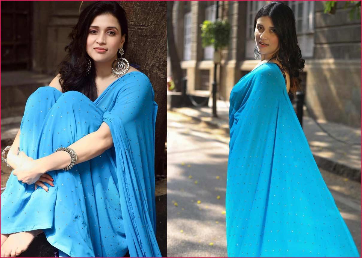 Mannara Chopra slays in sapphire saree