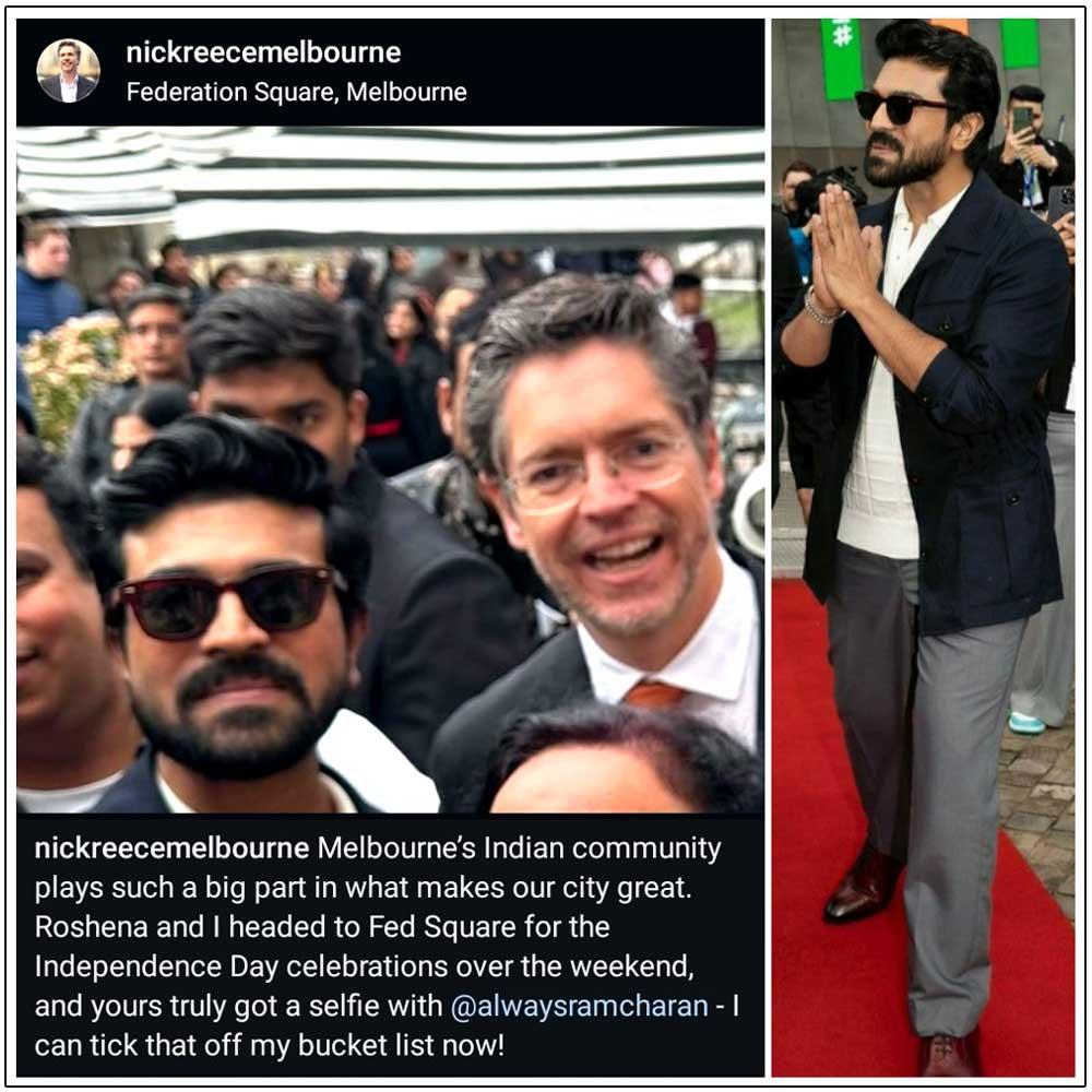 Melbourne Mayor clicks a selfie with Ram Charan