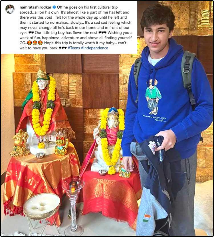 Namrata Shirodkar turns emotional for her son