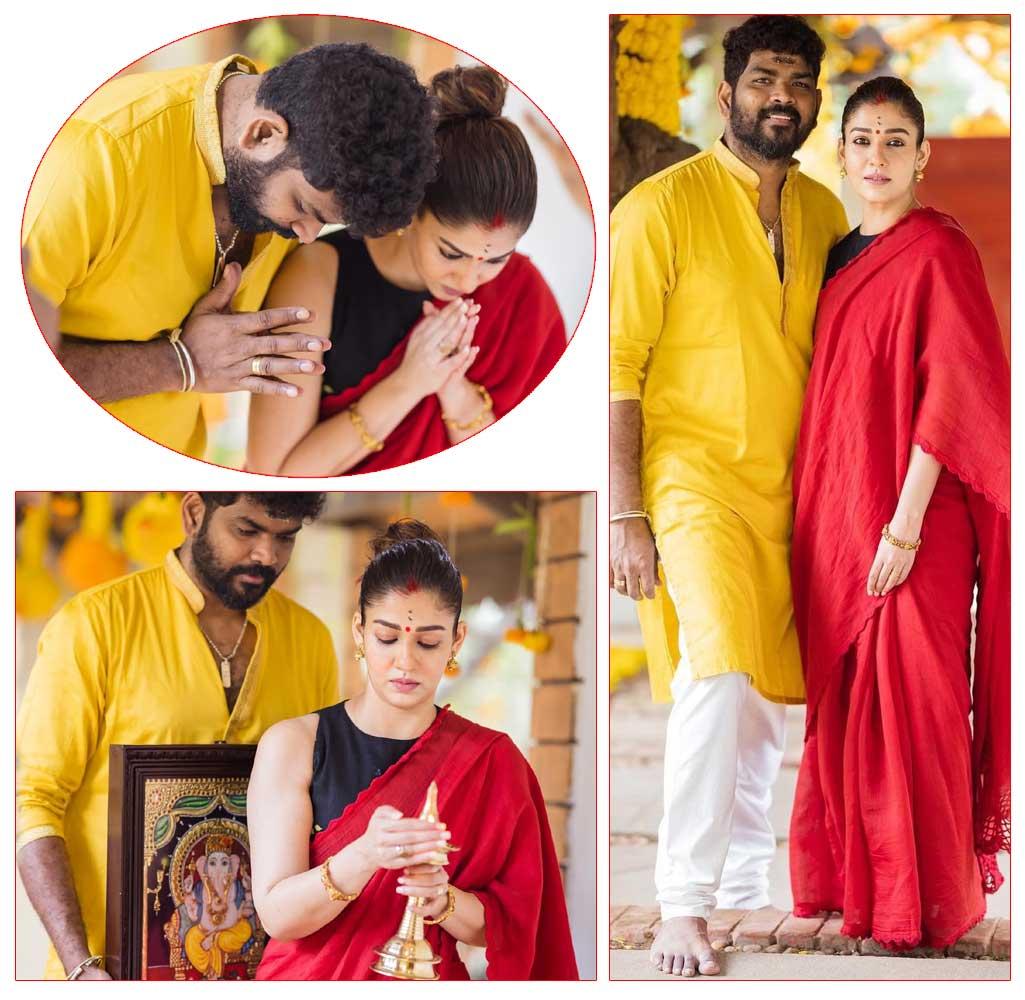 Homely Nayanthara in a red saree