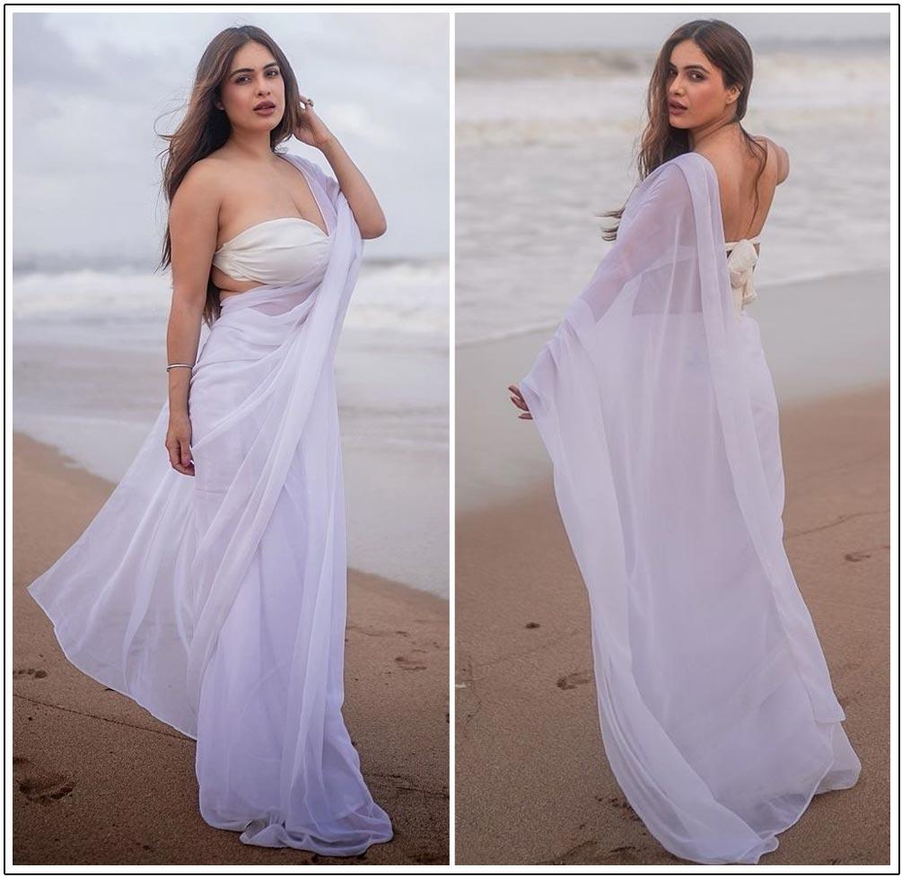 Neha Malik Blazes In White Saree