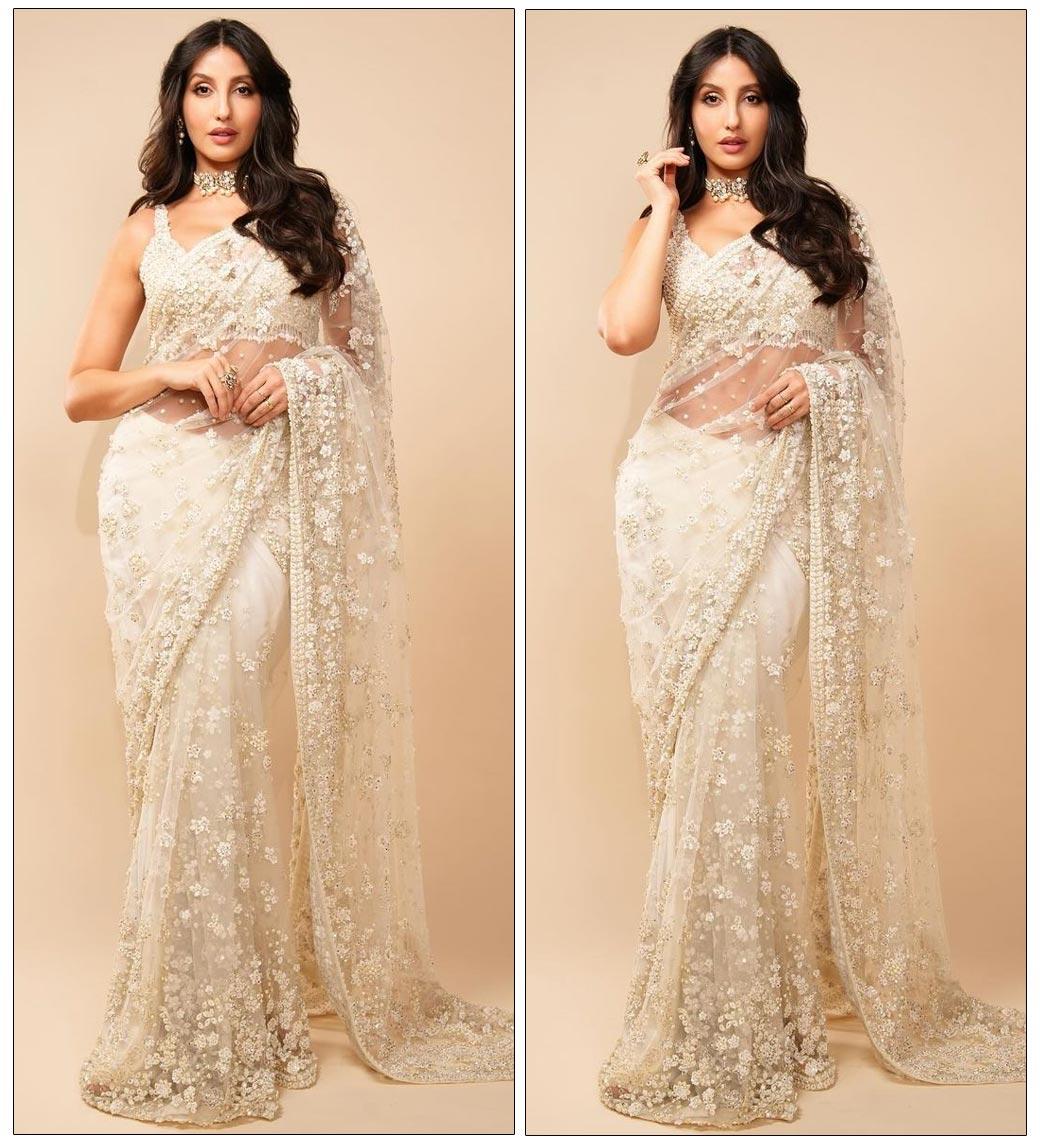 Nora Fatehi illuminate In Ivory Saree