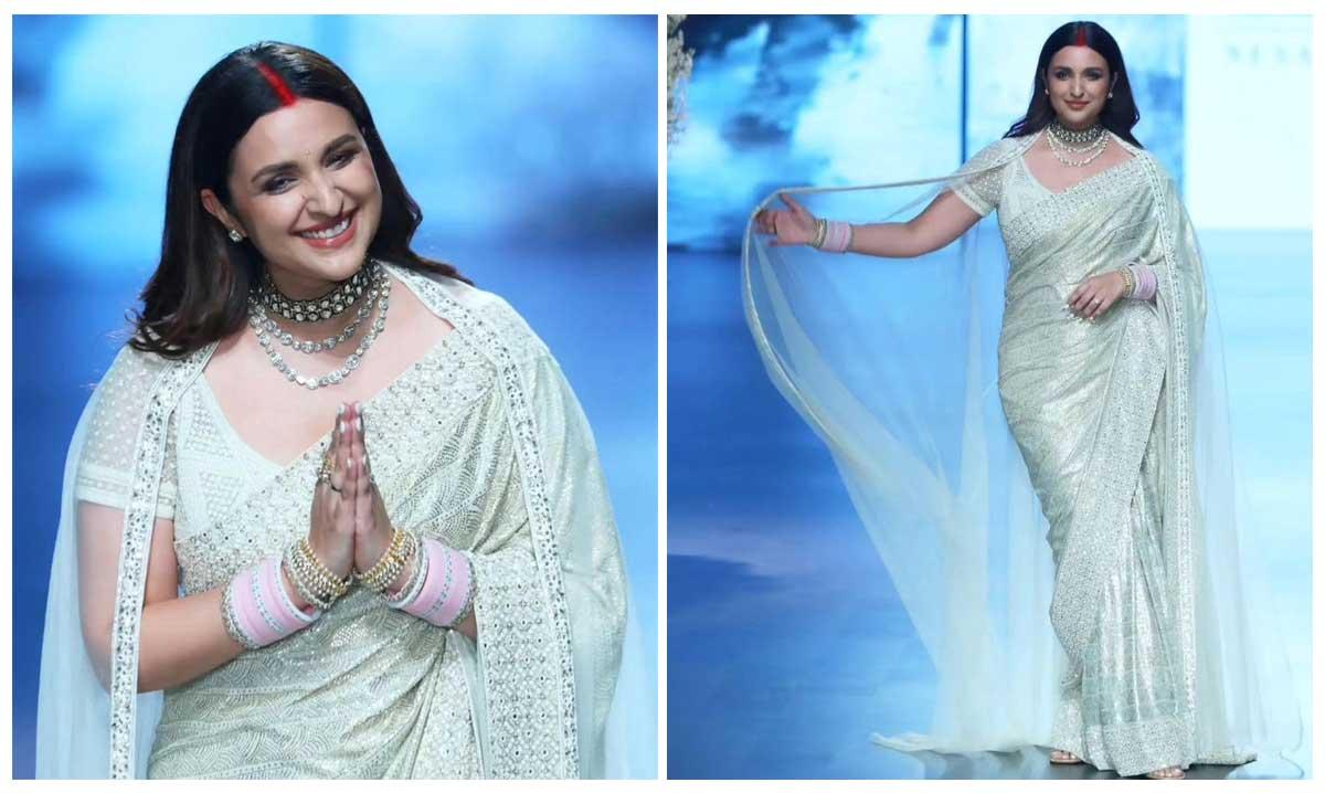 Parineeti elegant personified in Saree and Sindoor
