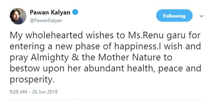 Pawan Wishes, Renu Desai Keeps Mum