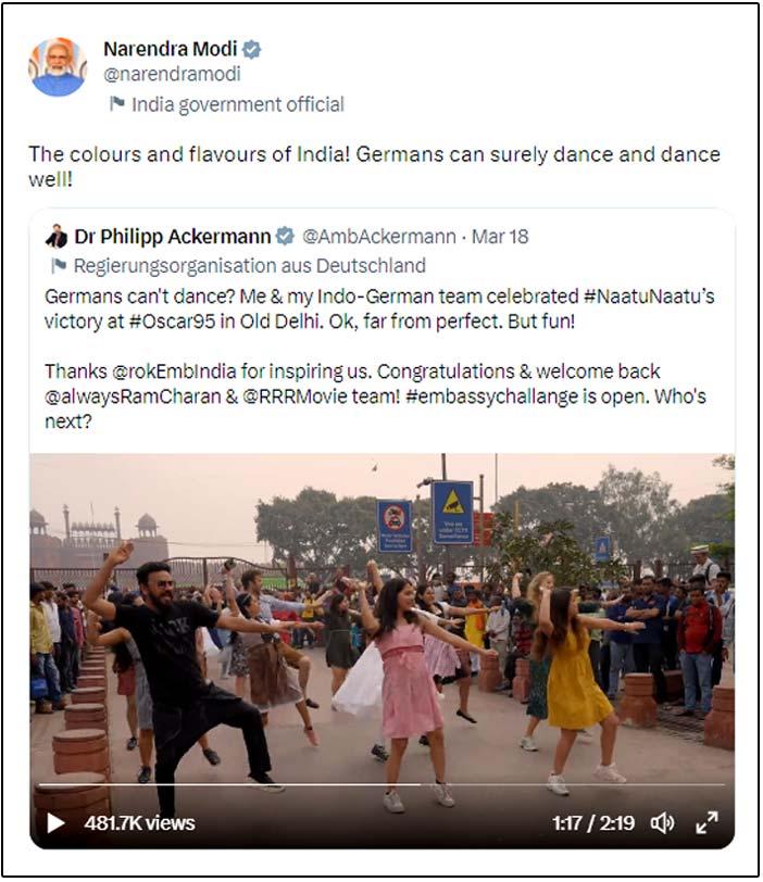 PM Modi praises Germans Naatu Naatu