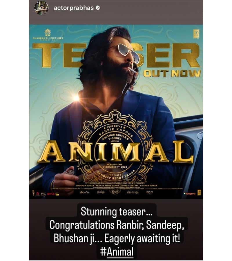 Prabhas praises Animal teaser