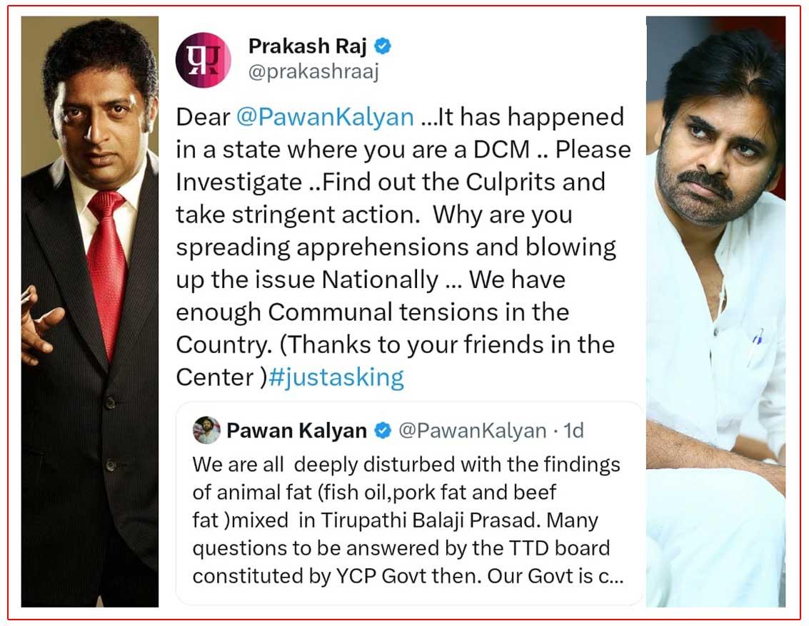 Fans troll Prakash Raj for targeting Pawan Kalyan
