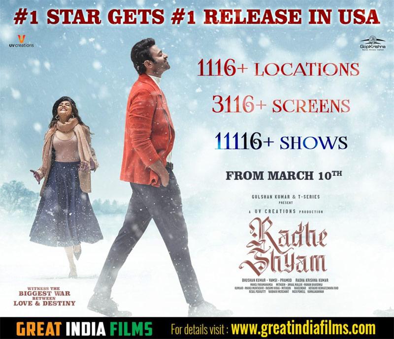 Radhe Shyam's unprecedented US premiers