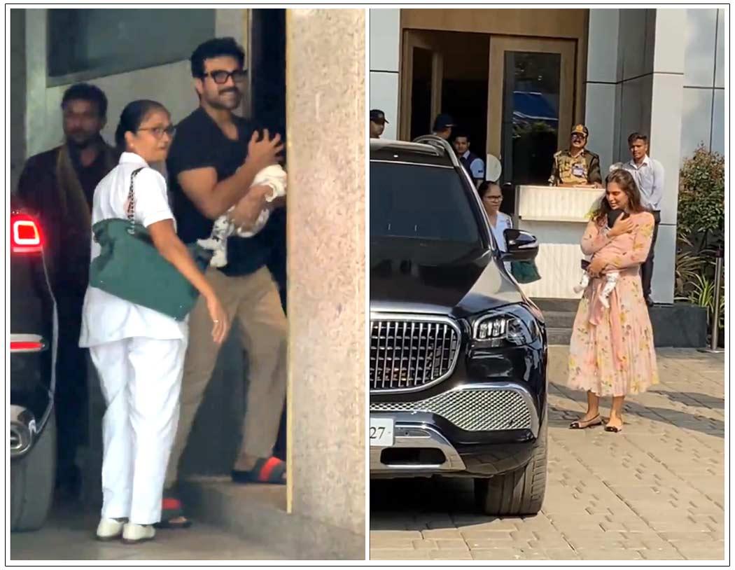 Ram Charan, Upasana seen with Klinkara in Mumbai