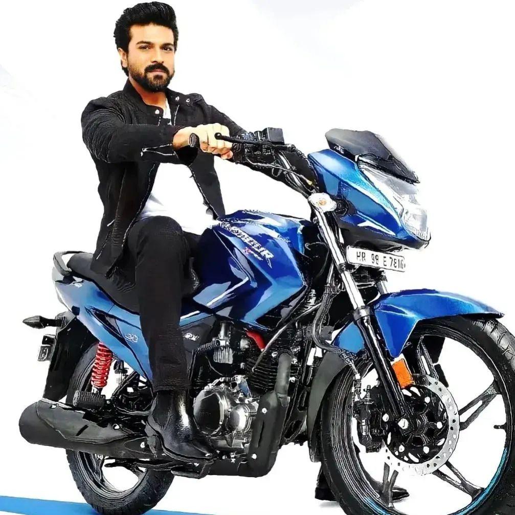 Ram Charan looks macho on the Hero bike