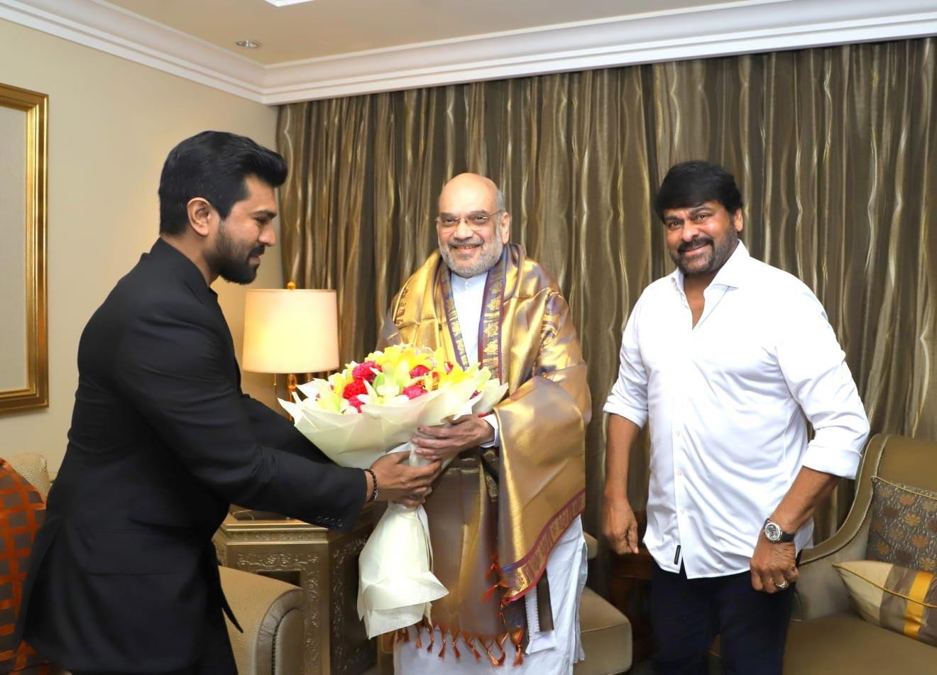 Amit Shah felicitates Ram Charan