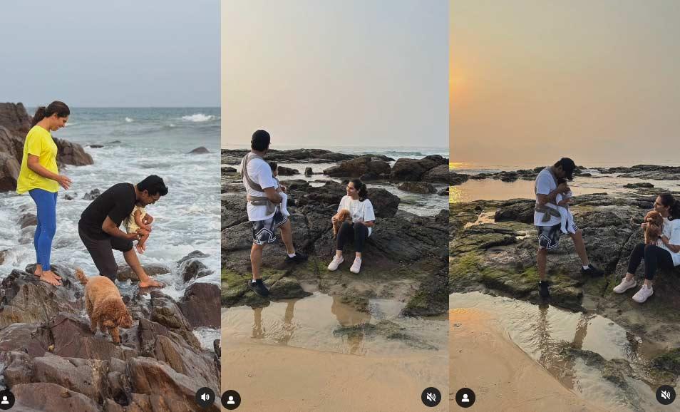 Ram Charan,Upasana, Klinkara enjoys in beach