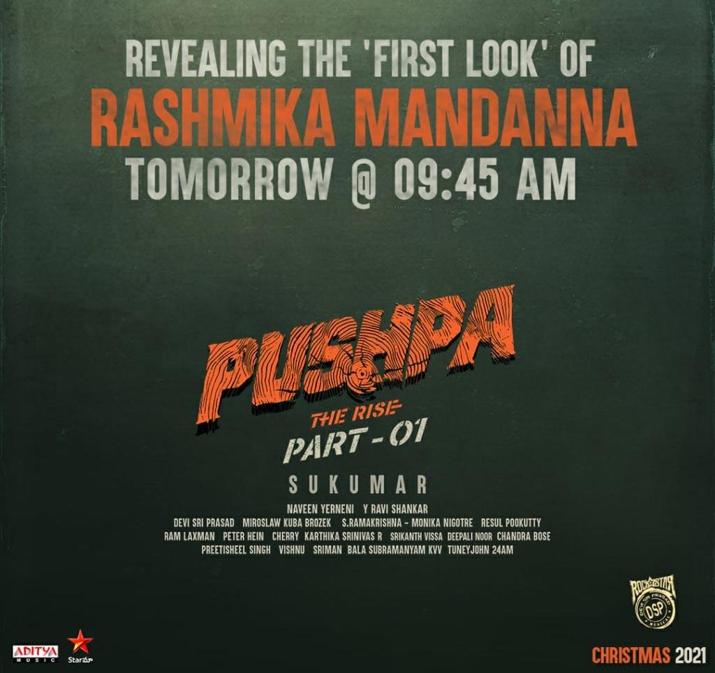 Pushpa's Love to be unveiled tomorrow