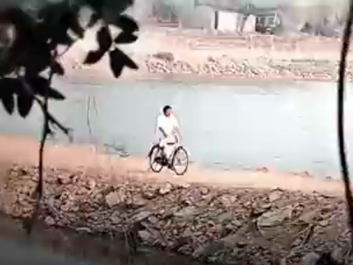 Why is Ram Charan riding a cycle?