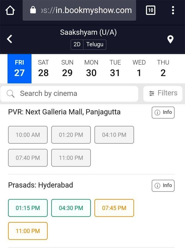 Saakshyam Shows Cancelled!