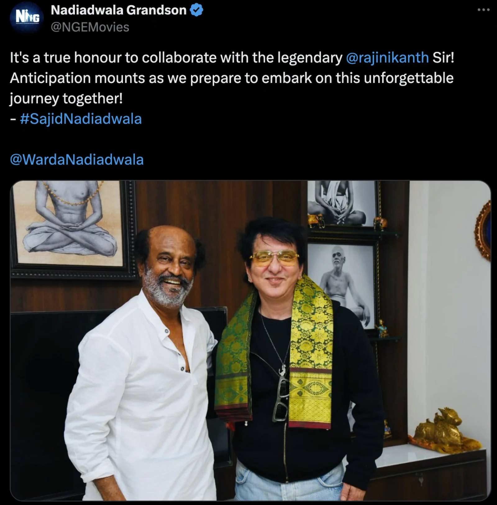 Sajid Nadiadwala teams with Rajinikanth