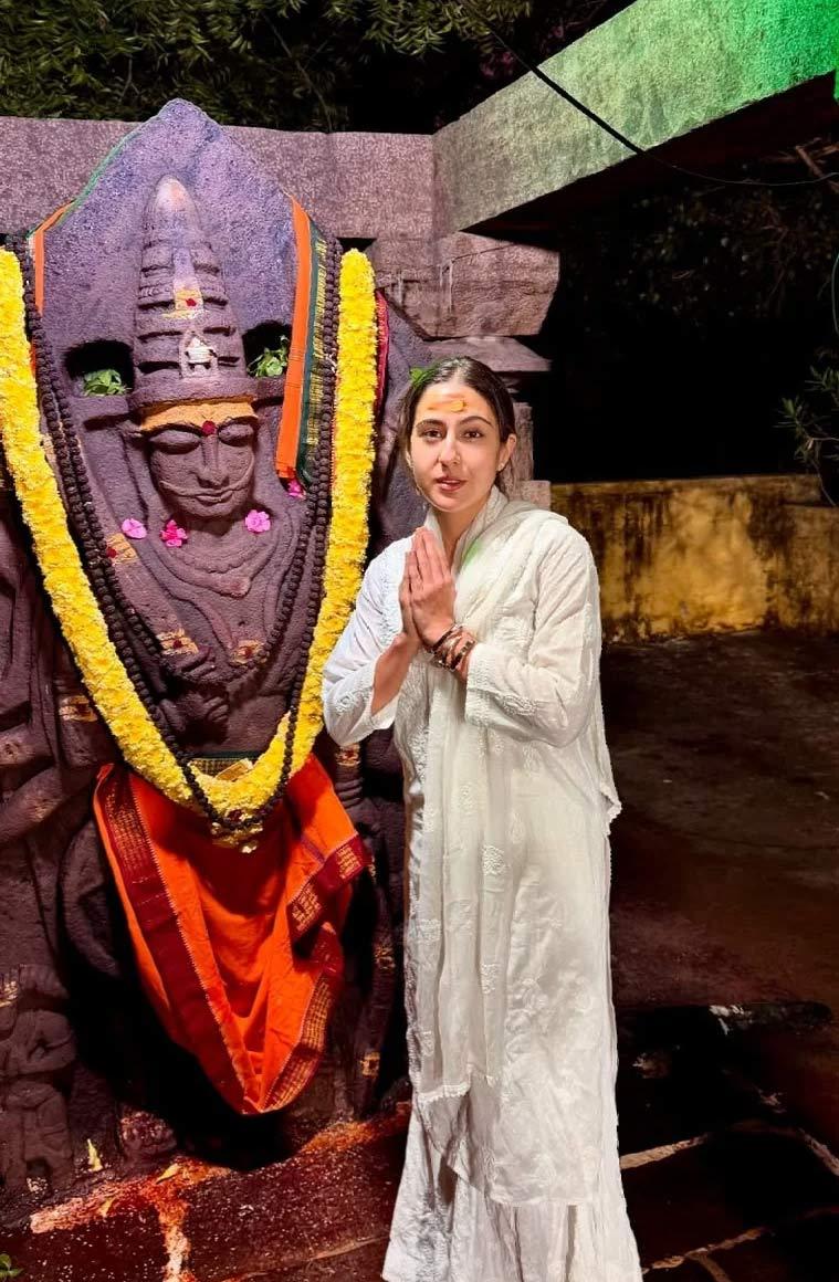 Sara Ali Khan prays at Srisailam