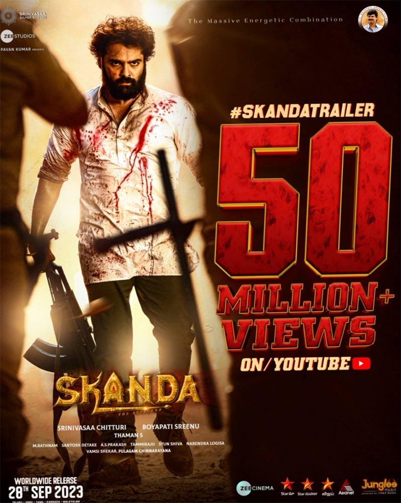 Skanda Trailer Sets Milestone Of 50 M Views