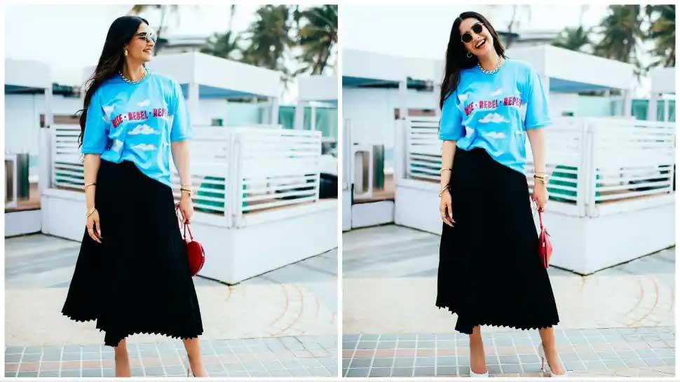 Sonam blows all in Blue T shirt