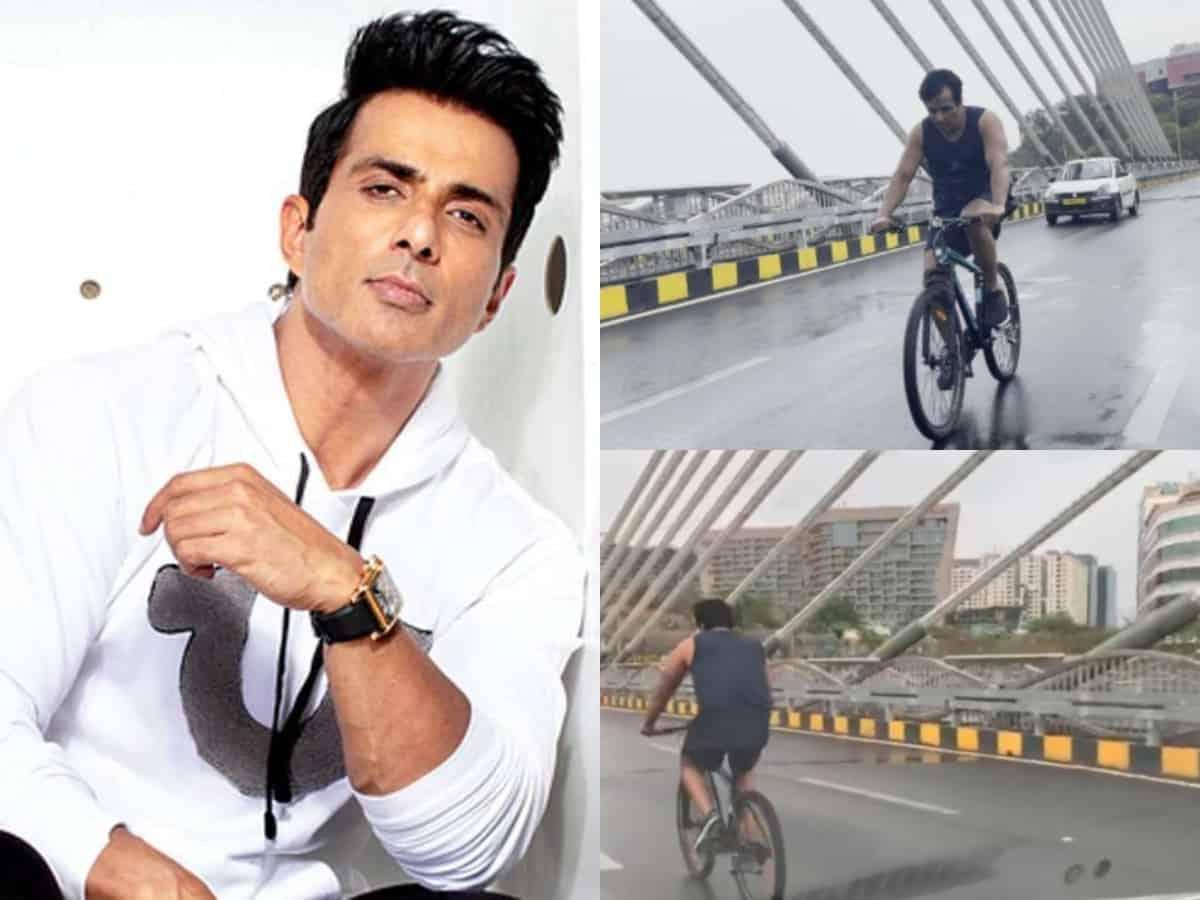 Acharya Actor Cycling On Durgam Cheruvu