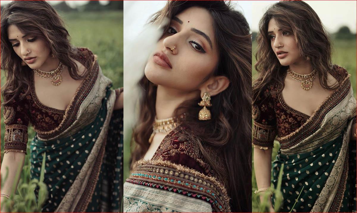 Sreeleela Stuns in Emerald Green Saree