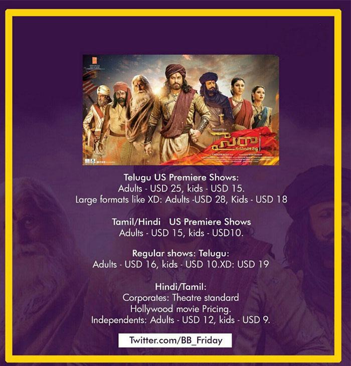 Sye Raa US Ticket Prices Confirmed