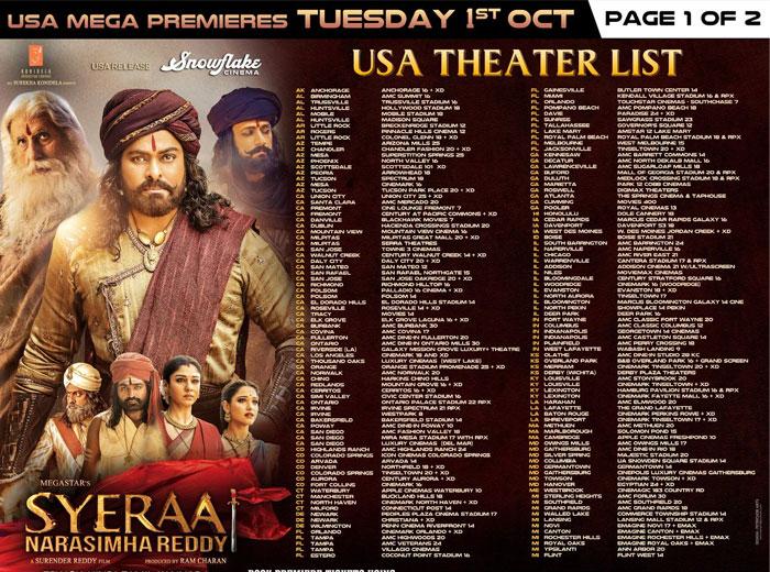Sye Raa USA Theatres &amp; Pre Sales Status