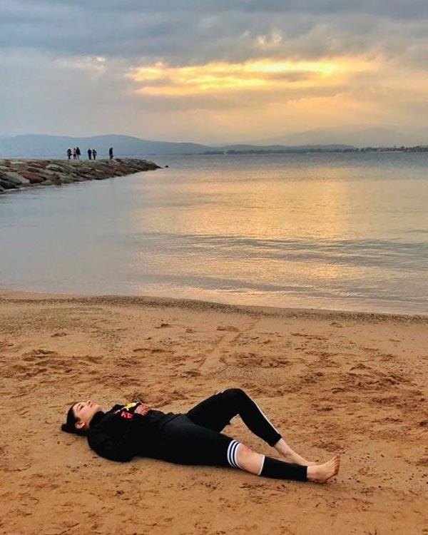 Tamanna Lying Flat in New Gym