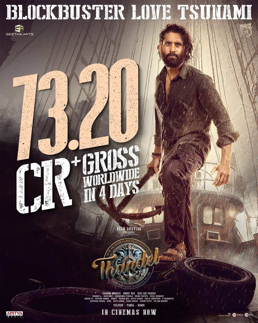 Thandel Grosses 73.20 Cr Worldwide in 4 Days