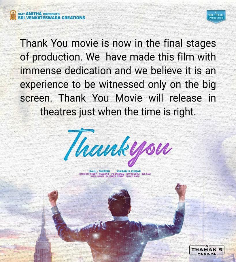Thank You in the final stages